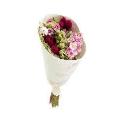 NATURALYS - Bouquet de fleurs séchées : Lovely, coloris blanc/rouge - H.50cm