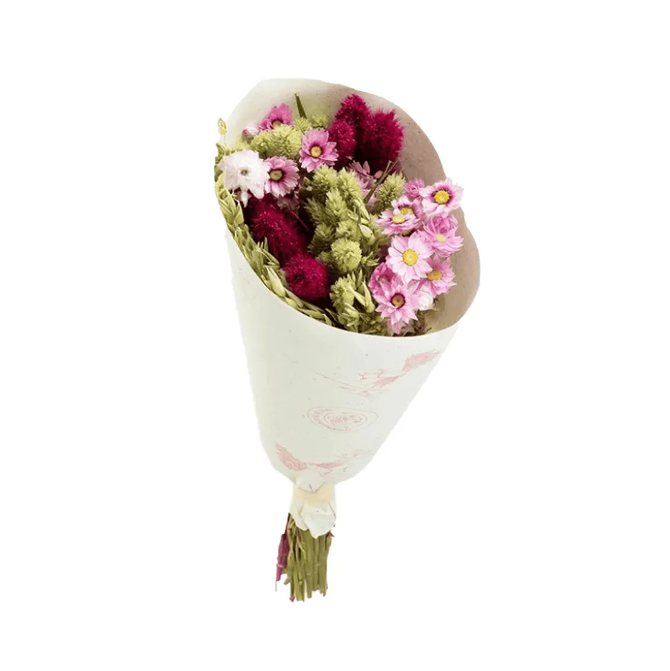 NATURALYS - Bouquet de fleurs séchées : Lovely, coloris blanc/rouge - H.50cm