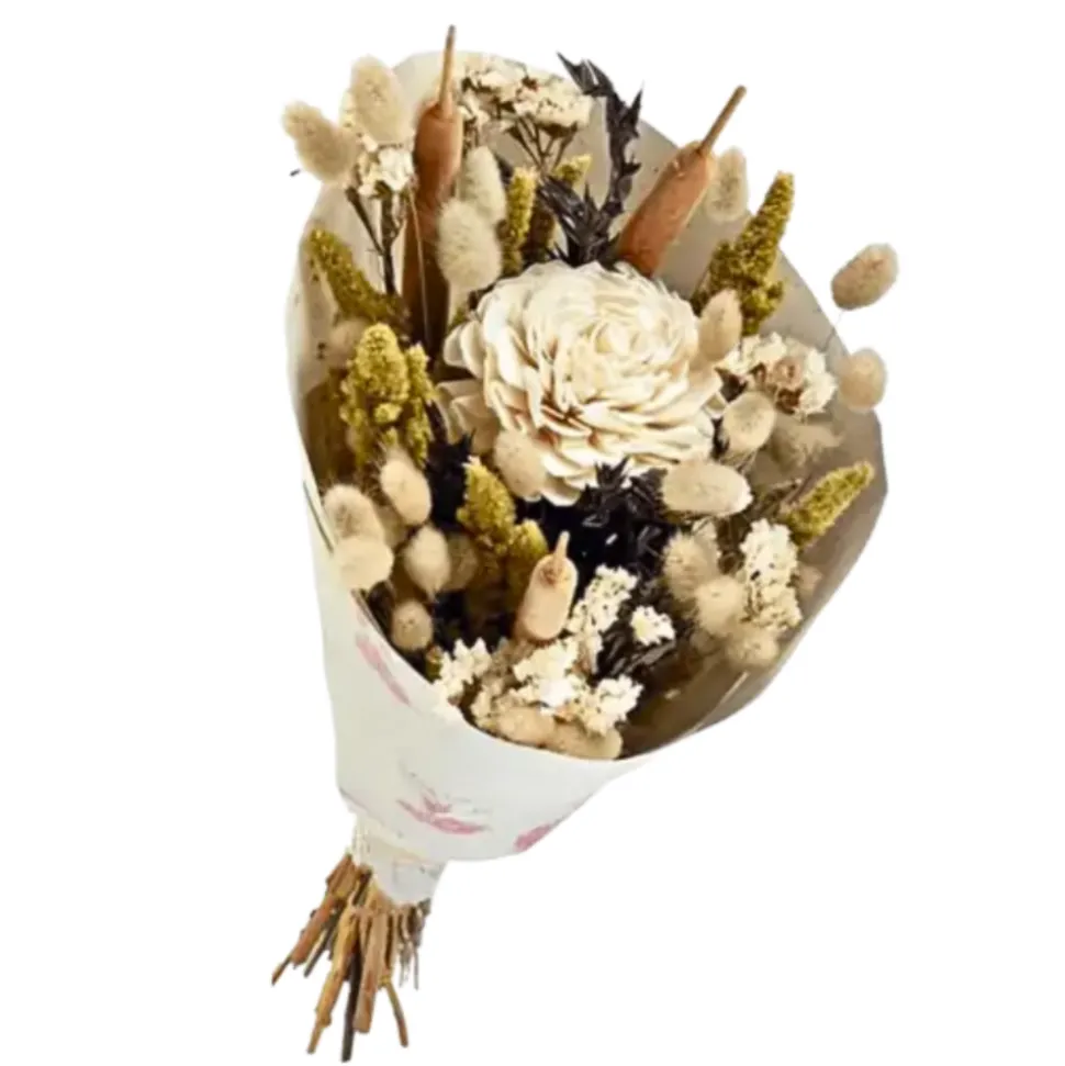 NATURALYS - Bouquet de fleurs séchées grand format champagne 50 cm