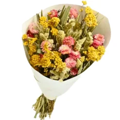 NATURALYS - Bouquet de fleurs séchées prestige mix jaune rose 50 cm