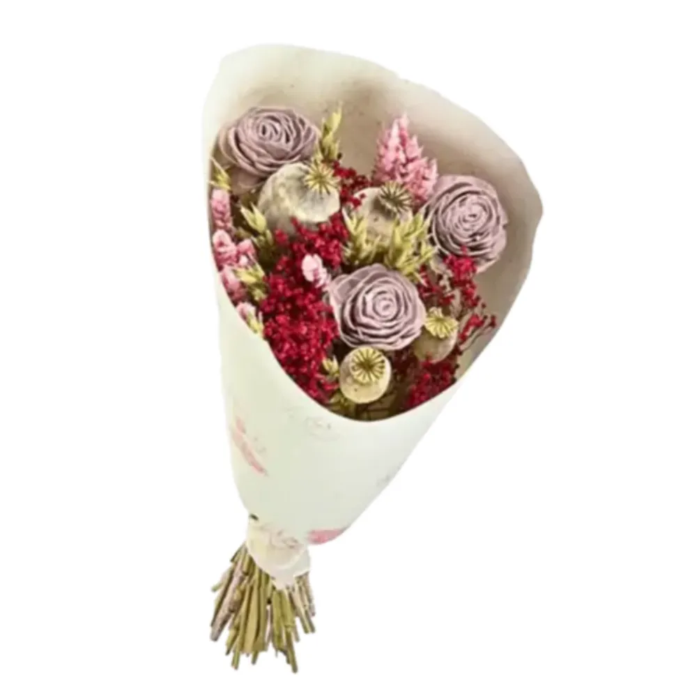 NATURALYS - Bouquet de fleurs séchées pink pastel 50 cm
