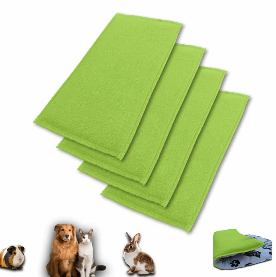 NEO SOLVO - Lot de 4 - tapis pour cochon d'inde et lapin en polaire 105 x 70 cm - polaire absorbant, lavable en machine, economique