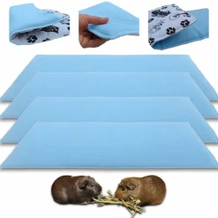 NEO SOLVO - Lot de 4 - tapis pour cochon d'inde et lapin en polaire 70 x 35 cm - polaire absorbant, lavable en machine, economique