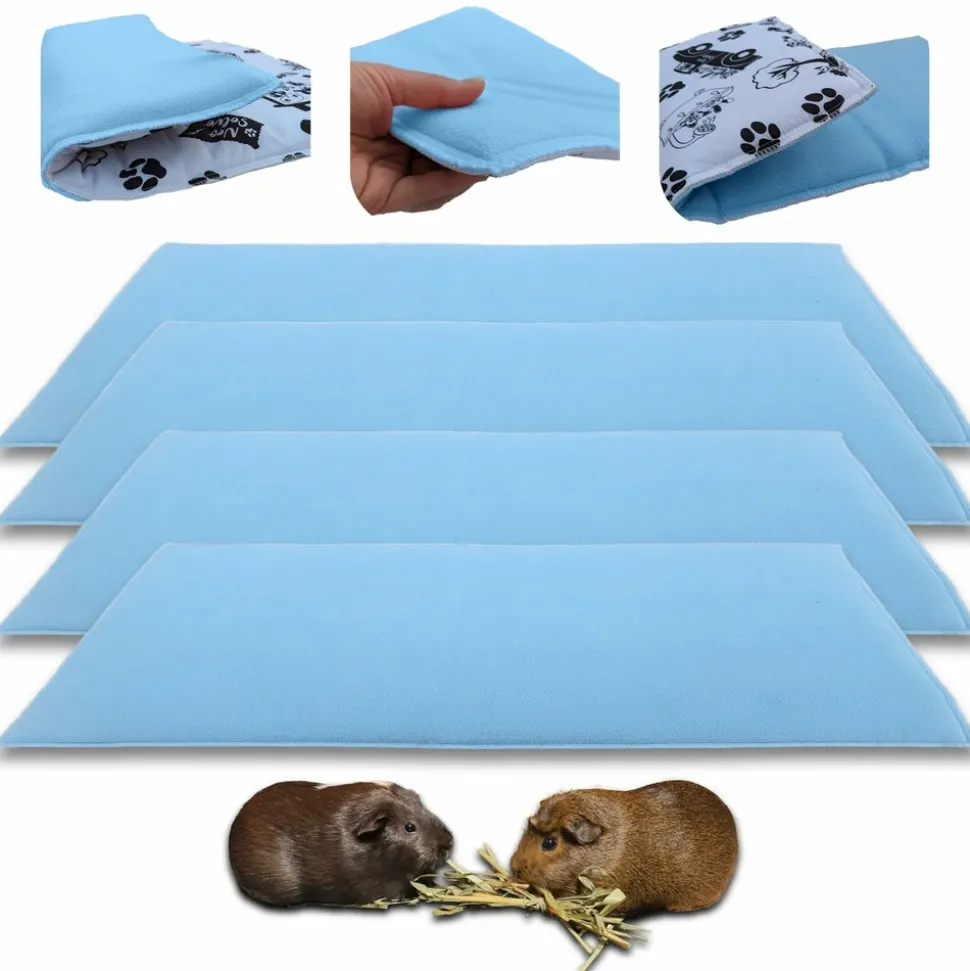 NEO SOLVO - Lot de 4 - tapis pour cochon d'inde et lapin en polaire 70 x 35 cm - polaire absorbant, lavable en machine, economique