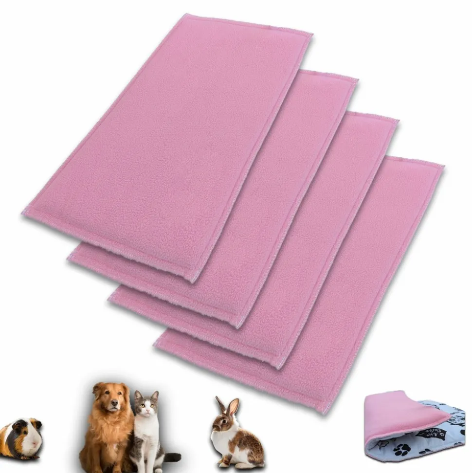 NEO SOLVO - Lot de 4 - tapis pour cochon d'inde et lapin en polaire 140 x 70 cm - polaire absorbant, lavable en machine, economique