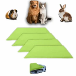 NEO SOLVO - Lot de 4 - tapis pour cochon d'inde et lapin en polaire 60 x 50 cm - polaire absorbant, lavable en machine, economique