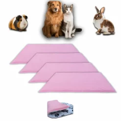 NEO SOLVO - Lot de 4 - tapis pour cochon d'inde et lapin en polaire 60 x 50 cm - polaire absorbant, lavable en machine, economique