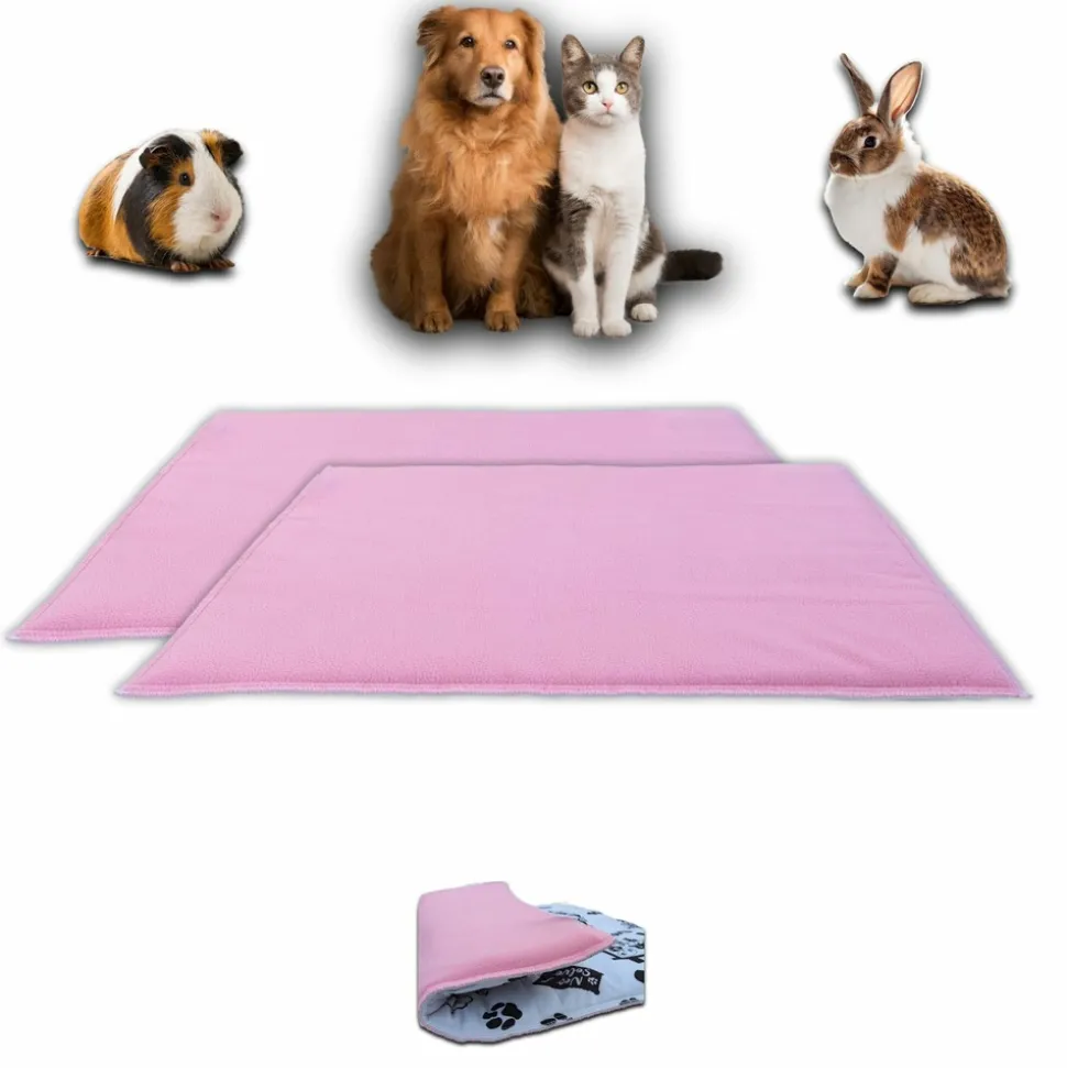 NEO SOLVO - Lot de 2 - tapis pour cochon d'inde et lapin en polaire 60 x 50 cm - polaire absorbant, lavable en machine, economique