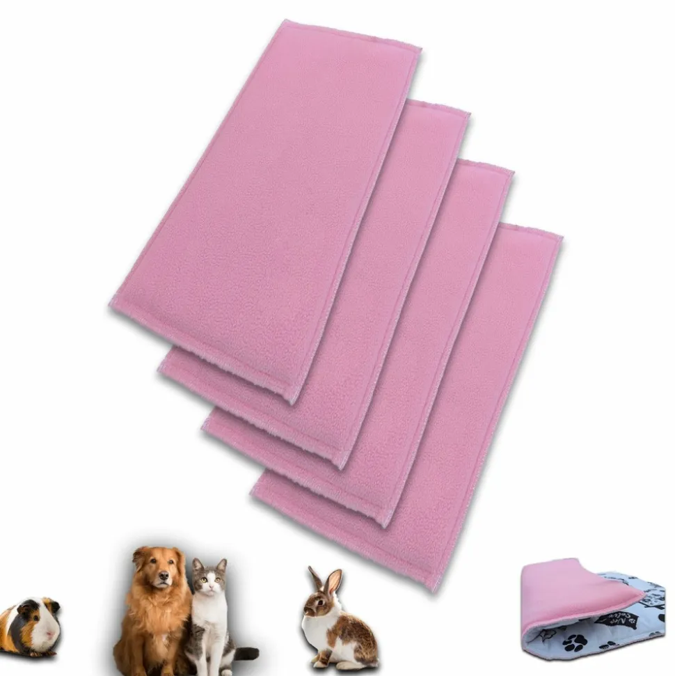 NEO SOLVO - Lot de 4 - tapis pour cochon d'inde et lapin en polaire 120 x 60 cm - polaire absorbant, lavable en machine, economique