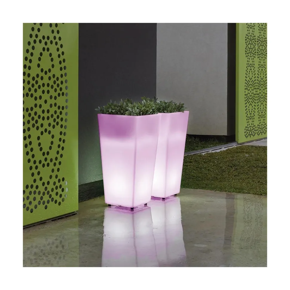 NEW GARDEN - Pot lumineux melisa 30 smarttech, recharge solaire ou usb, avec télécommande