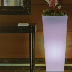 NEWGARDEN - Pot lumineux melisa 50 solaire+batterie rechargeable led rgb avec télécommande 50x50x110cm