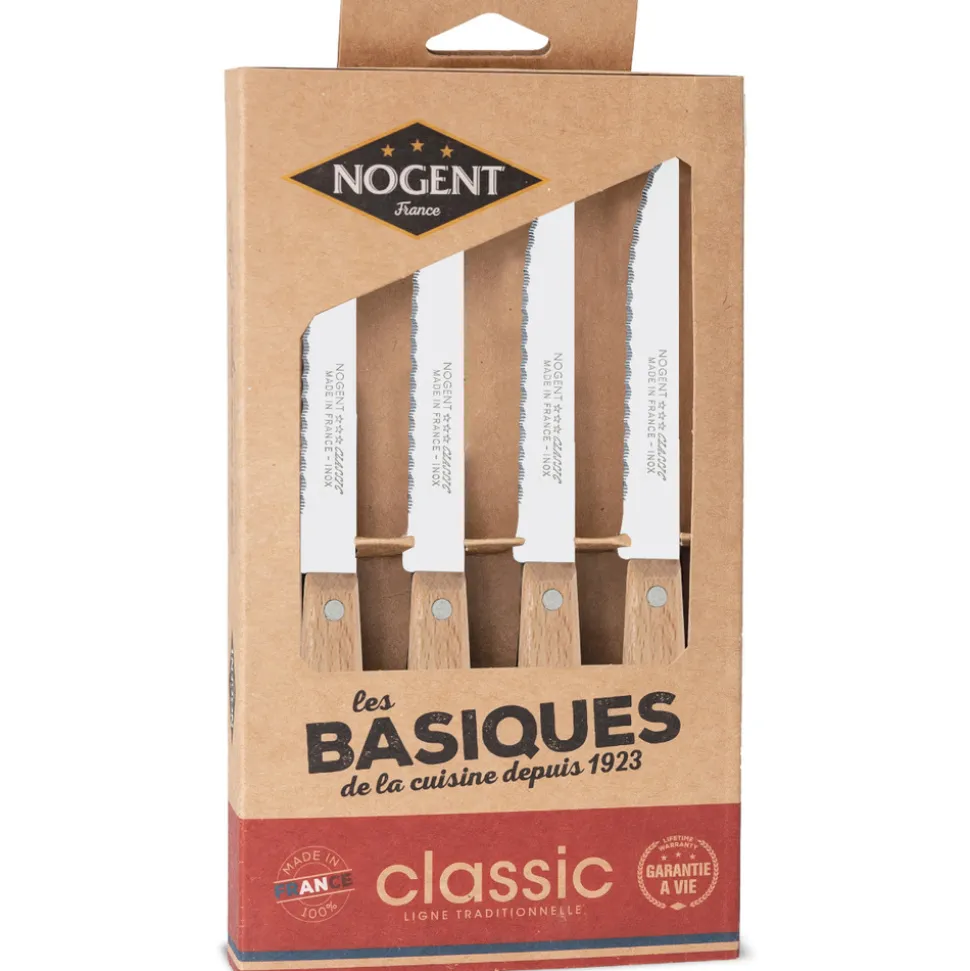 Nogent 3 etoiles coffret de 4 couteaux à steak hêtre - 00085v