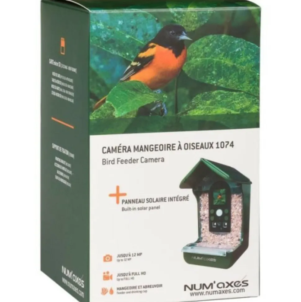 NUM'AXES - Mangeoire / abreuvoir pour oiseaux avec caméra intégrée - - cam1074 - 120 ° - vert