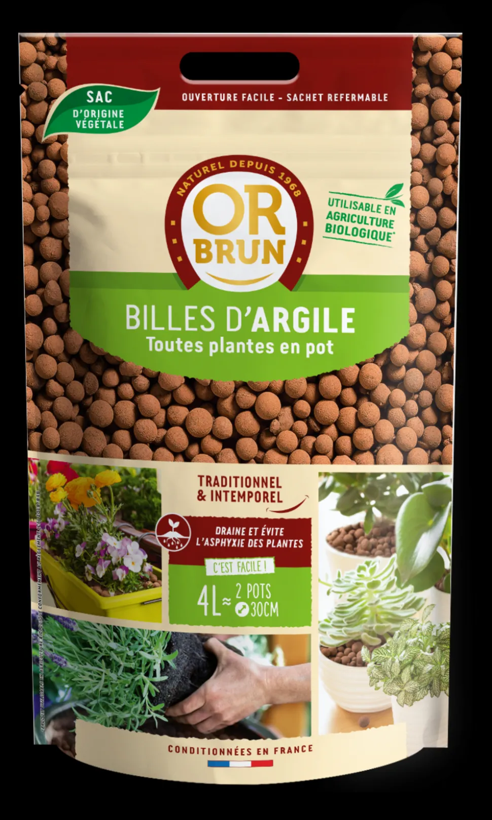 OR BRUN - Obrpcdbilles4 - billes d'argile - favorise le drainage