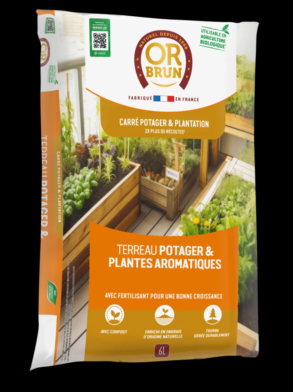 OR BRUN - Or brun obrtaro6u -terreau potager & plantes aromatiques - 6l - croissance rapide