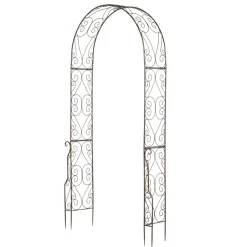 OUTSUNNY - Arche de jardin arche à rosiers style fer forgé dim. 120l x 30l x 226h cm métal époxy noir vieilli cuivré