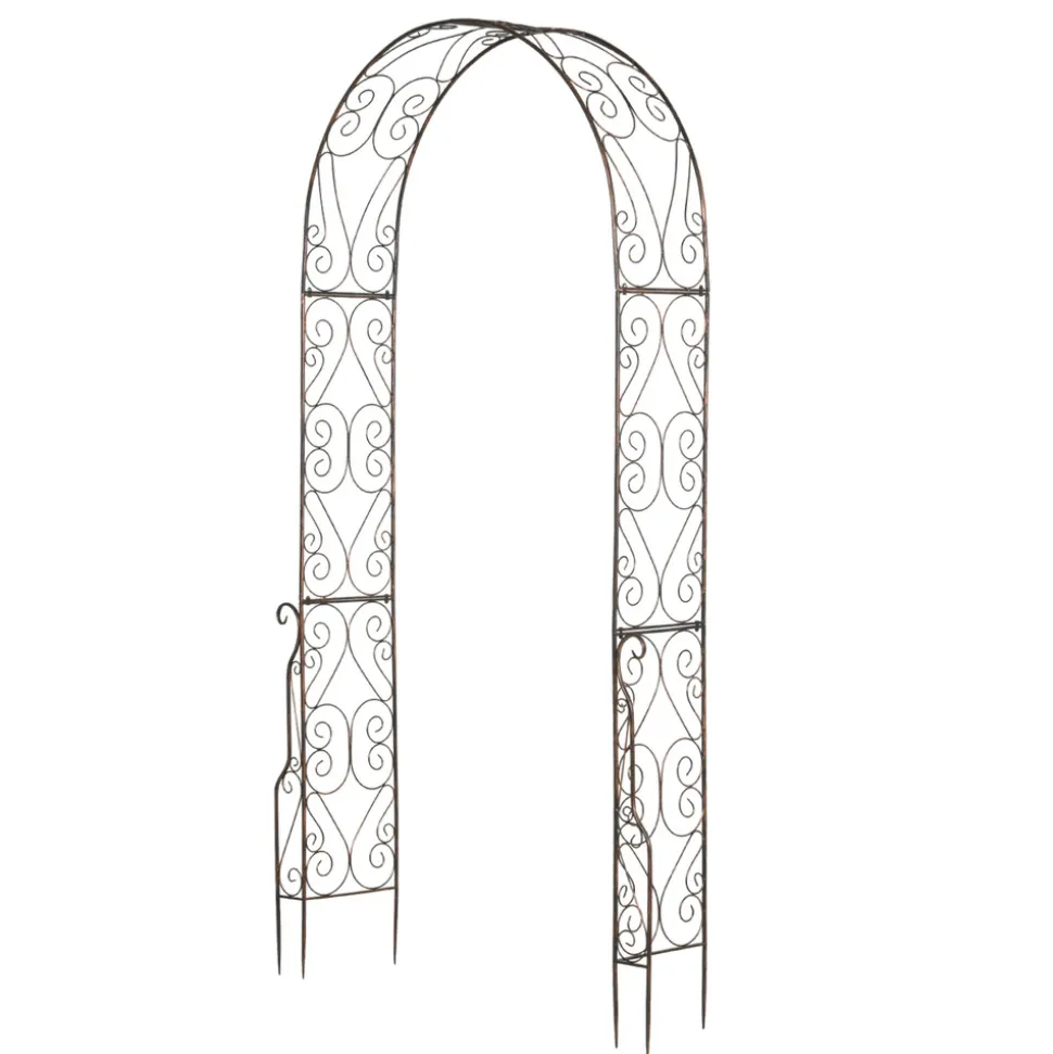 OUTSUNNY - Arche de jardin arche à rosiers style fer forgé dim. 120l x 30l x 226h cm métal époxy noir vieilli cuivré