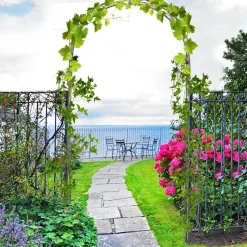 OUTSUNNY - Arche de jardin arche à rosiers style fer forgé dim. 120l x 30l x 226h cm métal époxy noir vieilli cuivré