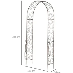 OUTSUNNY - Arche de jardin arche à rosiers style fer forgé dim. 120l x 30l x 226h cm métal époxy noir vieilli cuivré