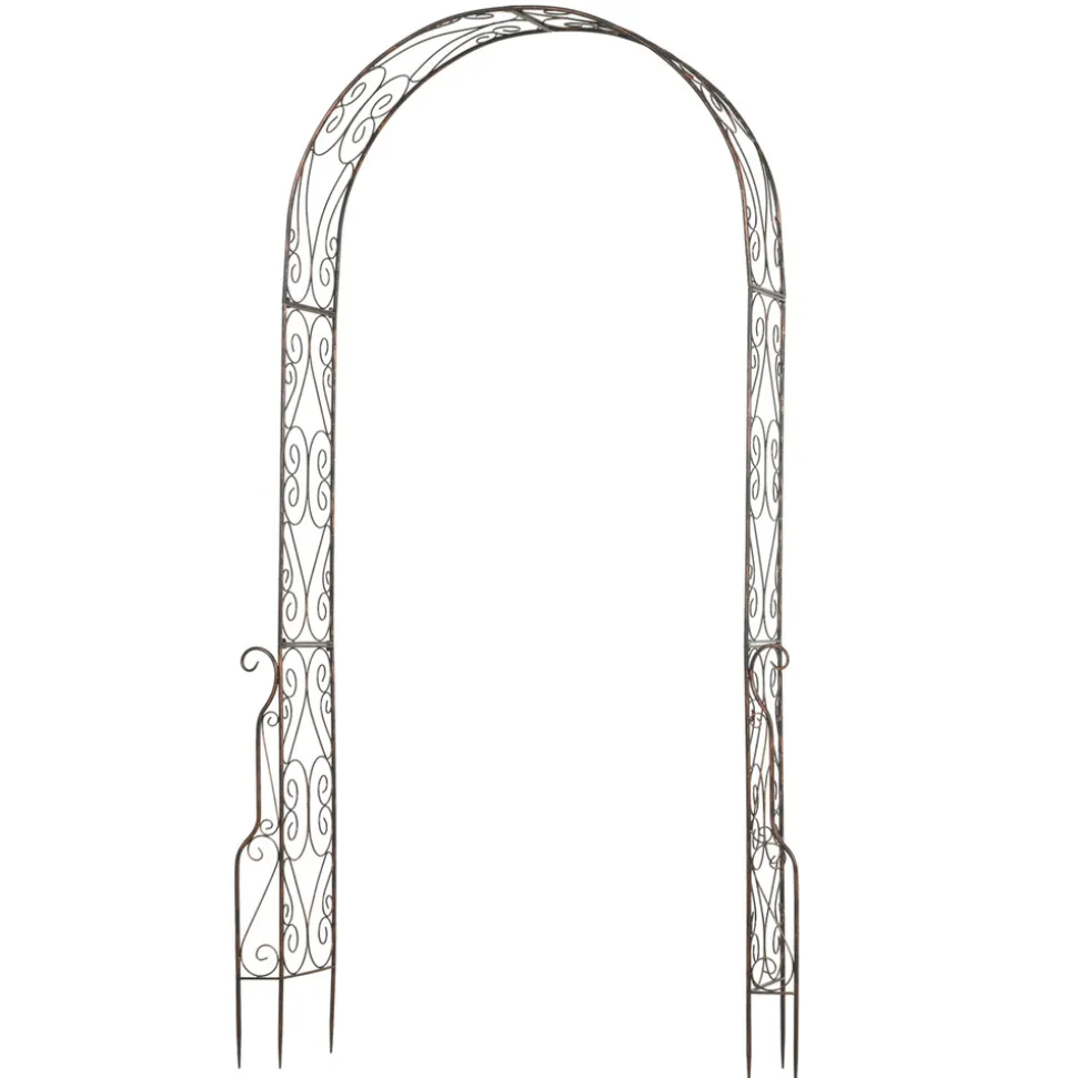 OUTSUNNY - Arche de jardin arche à rosiers style fer forgé dim. 120l x 30l x 226h cm métal époxy noir vieilli cuivré