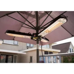 OUTTRADE - Chauffage halogène extérieur parasol SUNRED acier argent - D.100 cm