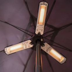 OUTTRADE - Chauffage halogène extérieur parasol SUNRED acier argent - D.100 cm