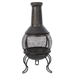 OUTTRADE - Cheminée d'extérieur SAUDA noire - 38x38x90 cm