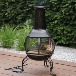 OUTTRADE - Cheminée d'extérieur SAUDA noire - 38x38x90 cm