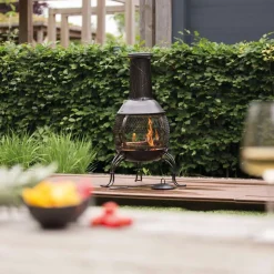 OUTTRADE - Cheminée d'extérieur SAUDA noire - 38x38x90 cm