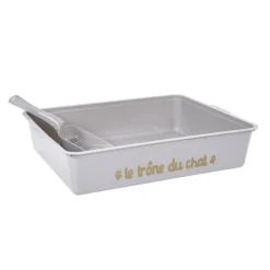 PARIS PRIX - Bac à litière & pelle "chat" 42cm gris