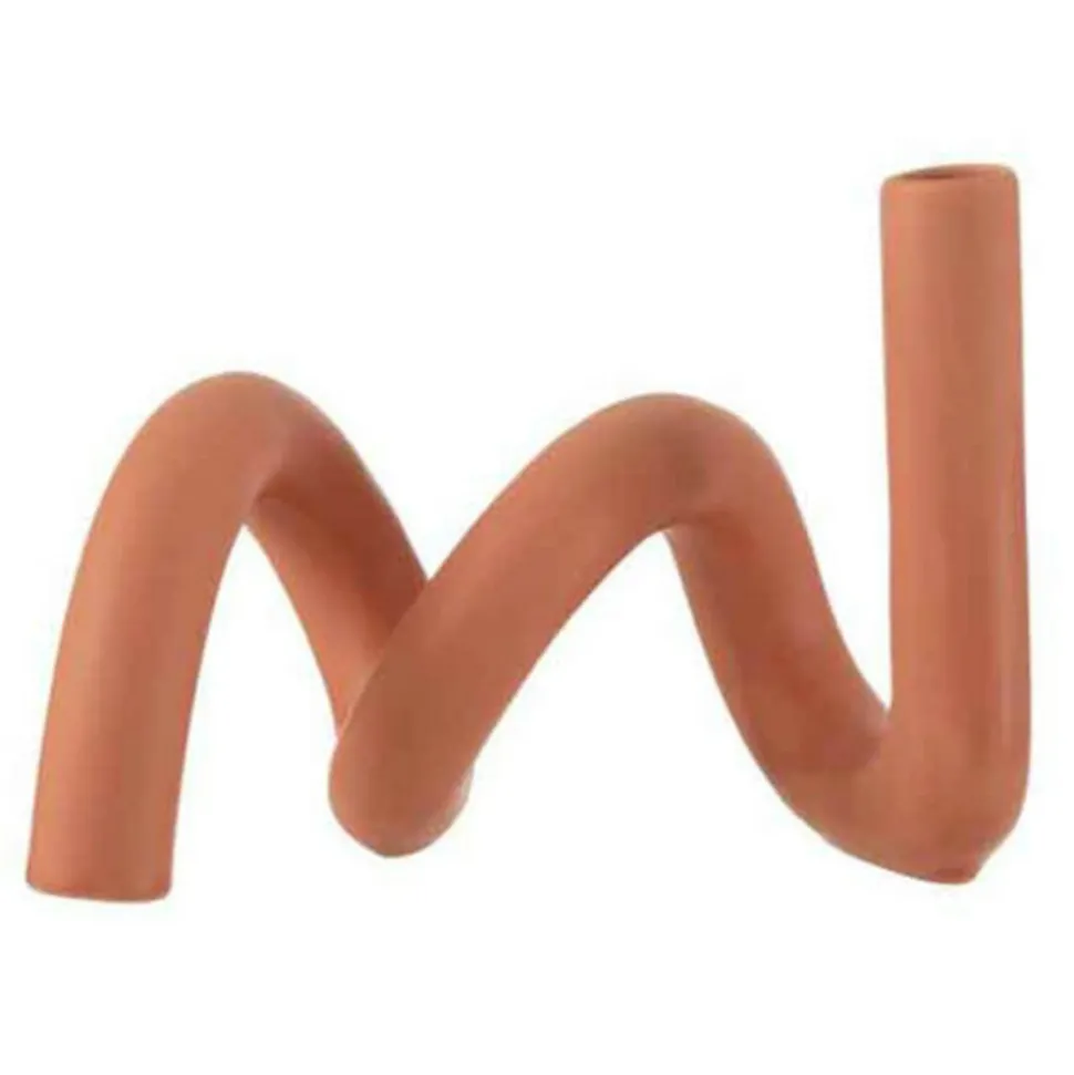 PARIS PRIX - Bougeoir design céramique "torsia" 25cm orange