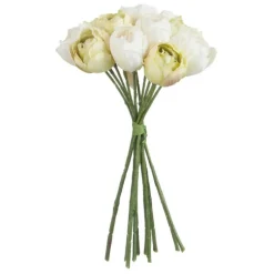 PARIS PRIX - Bouquet de fleurs artificielles "tulipe" 28cm blanc