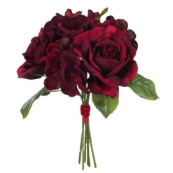 PARIS PRIX - Bouquet de fleurs artificielles "roses" 25cm rouge