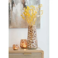 PARIS PRIX - Bouquet de fleurs artificielles "gypsophile" 81cm ocre