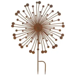 PARIS PRIX - Décoration de jardin en métal "abstrait" 70cm marron