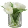 PARIS PRIX - Fleur artificielle & vase "tulipes" 19cm blanc