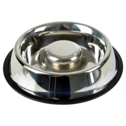 PARIS PRIX - Gamelle anti-glouton chien & chat "inox" 30cm argent