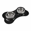 PARIS PRIX - Gamelle double pour chien "forme os" 45cm noir