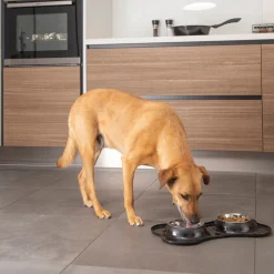 PARIS PRIX - Gamelle double pour chien "forme os" 45cm noir