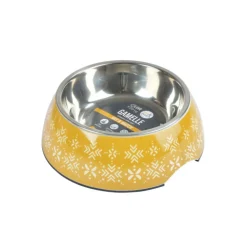 PARIS PRIX - Gamelle pour chien & chat "ethnic" 17cm moutarde
