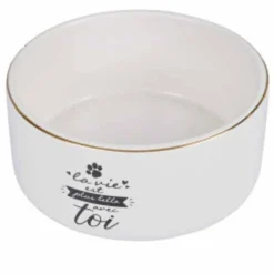 PARIS PRIX - Gamelle pour chien & chat "la belle vie" 13cm blanc