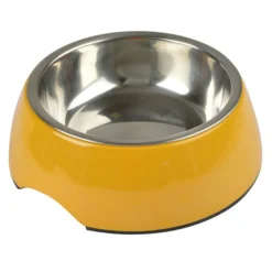 PARIS PRIX - Gamelle pour chien & chat "bol inox" 14cm moutarde