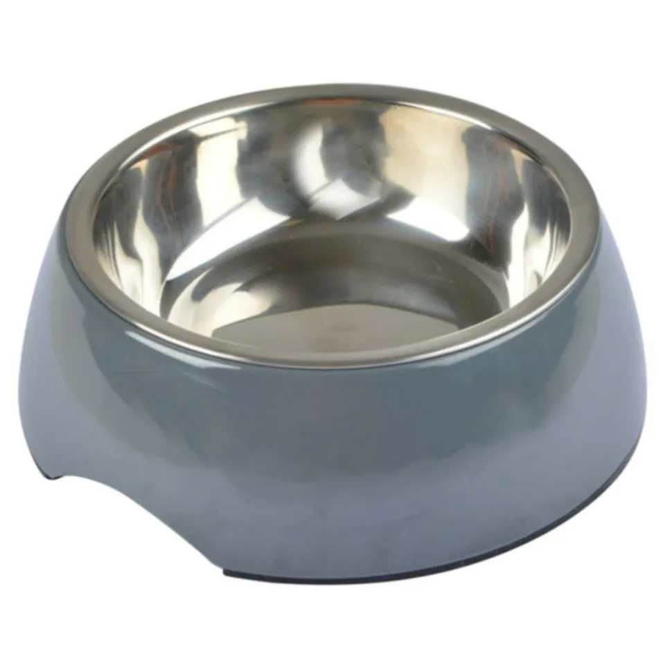 PARIS PRIX - Gamelle pour chien & chat "bol inox" 14cm anthracite