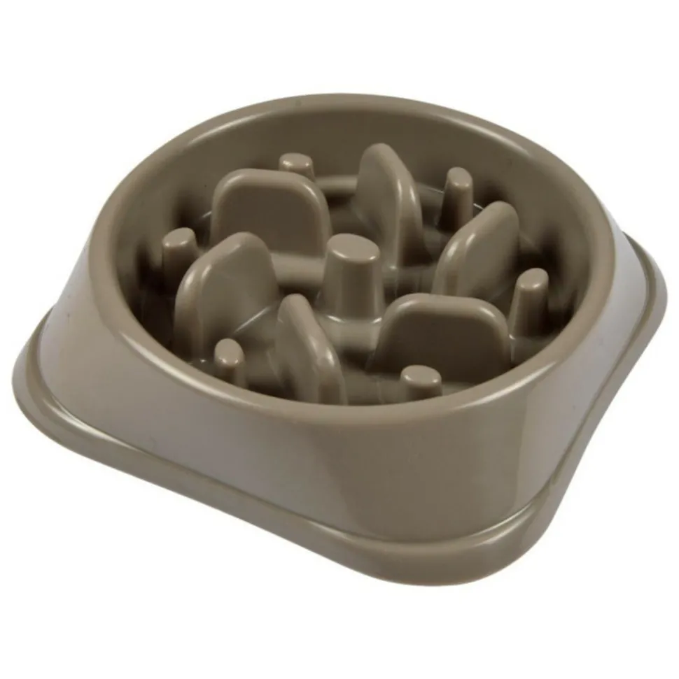 PARIS PRIX - Gamelle pour chien & chat "anti-glouton" 19cm taupe