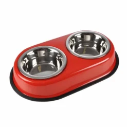 PARIS PRIX - Gamelle pour chien & chat "double" 35cm rouge