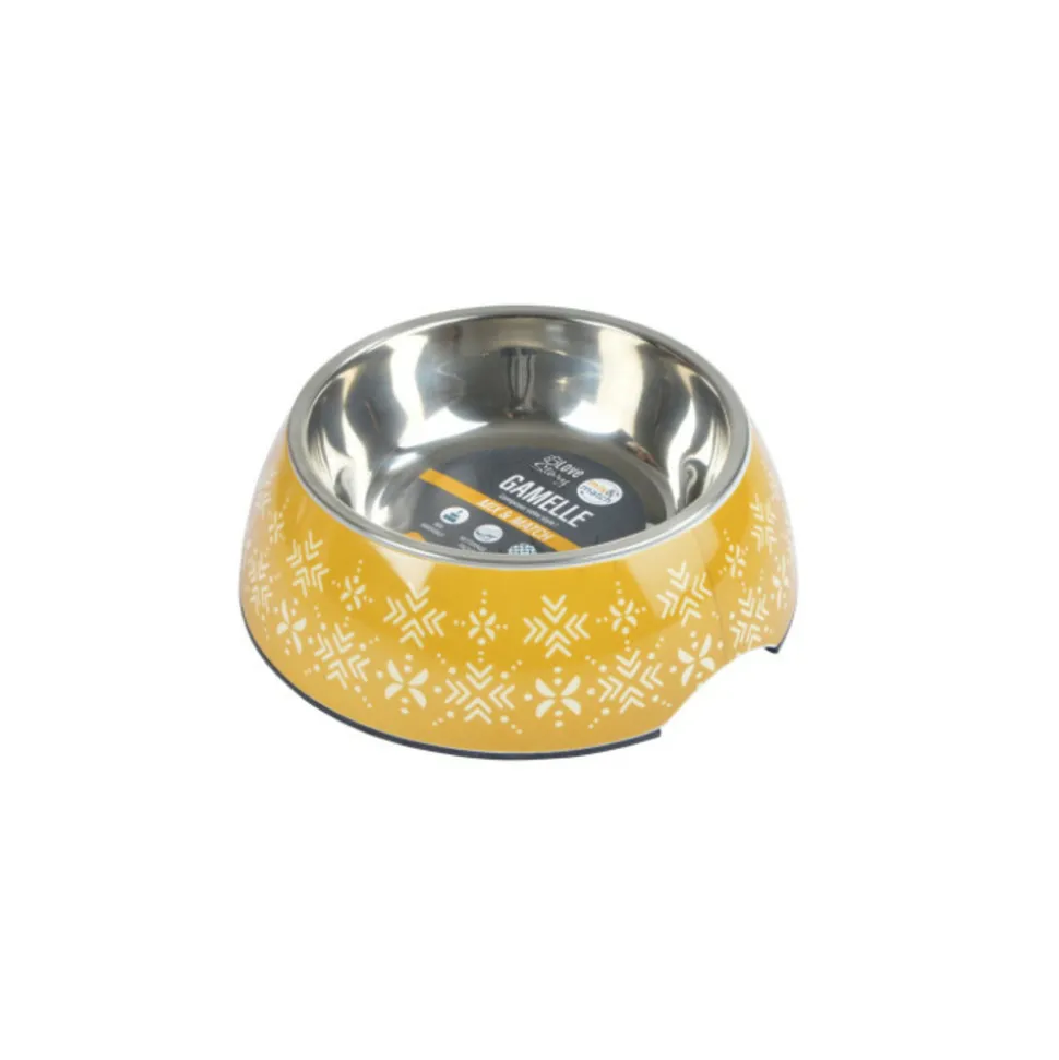 PARIS PRIX - Gamelle pour chien & chat "ethnic" 14cm moutarde