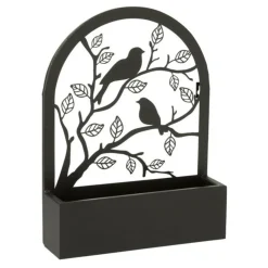 PARIS PRIX - Jardinière murale en métal "oiseaux" 41cm noir
