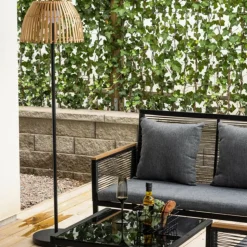 PARIS PRIX - Lampadaire d'extérieur en bambou "mabis" 150cm naturel