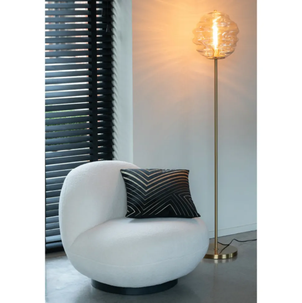 PARIS PRIX - Lampadaire en verre "ruche" 156cm cognac clair