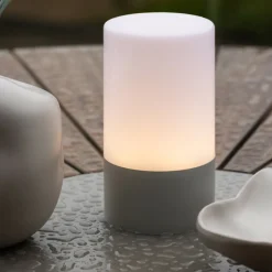 PARIS PRIX - Lampe à poser d'extérieur led "tubu" 18cm gris